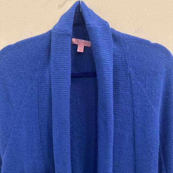 Lilly Pulitzer Cornflower Blue Cashmere Wrap Shawl Cardigan XL Preppy Cozycore - Picture 4 of 10